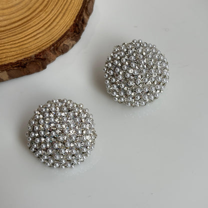 Party Bling Silver Round Studs