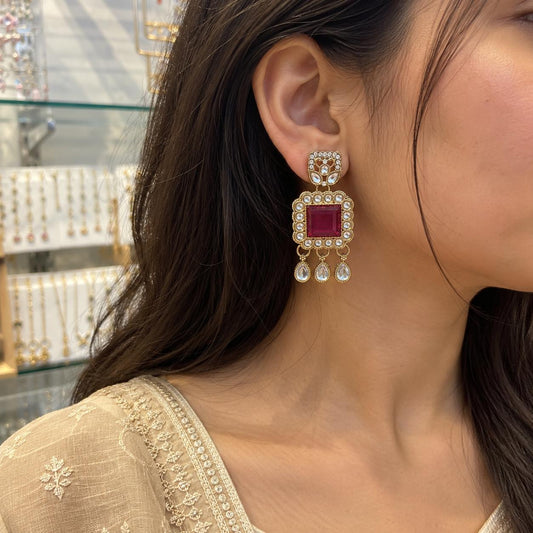 Naira Pakistani Pink Earrings