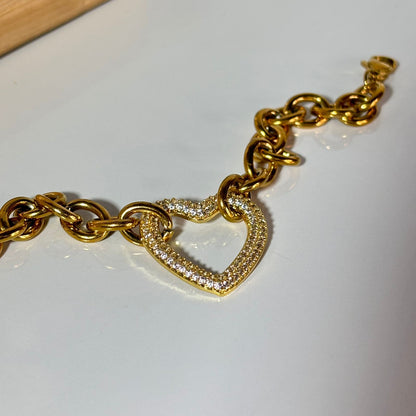 Blingy Heart Link Bracelet