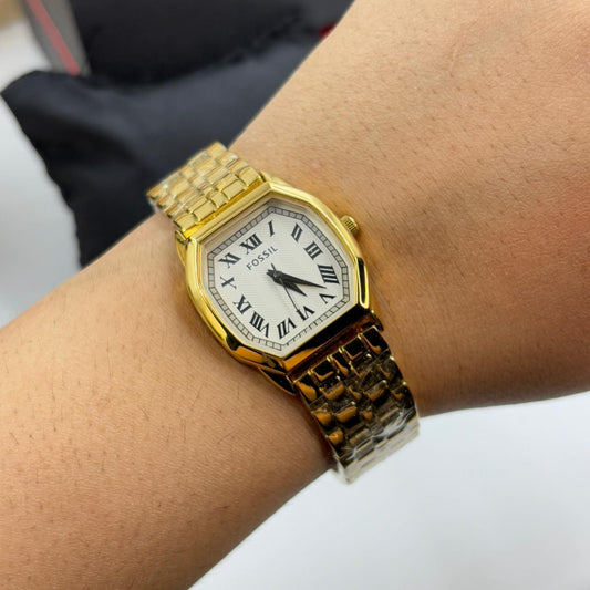 Vintage Fossil Watch (Gold White Dial)