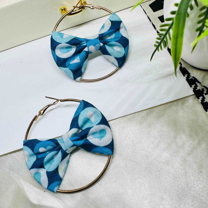 Blue Love Handmade Bow Earrings