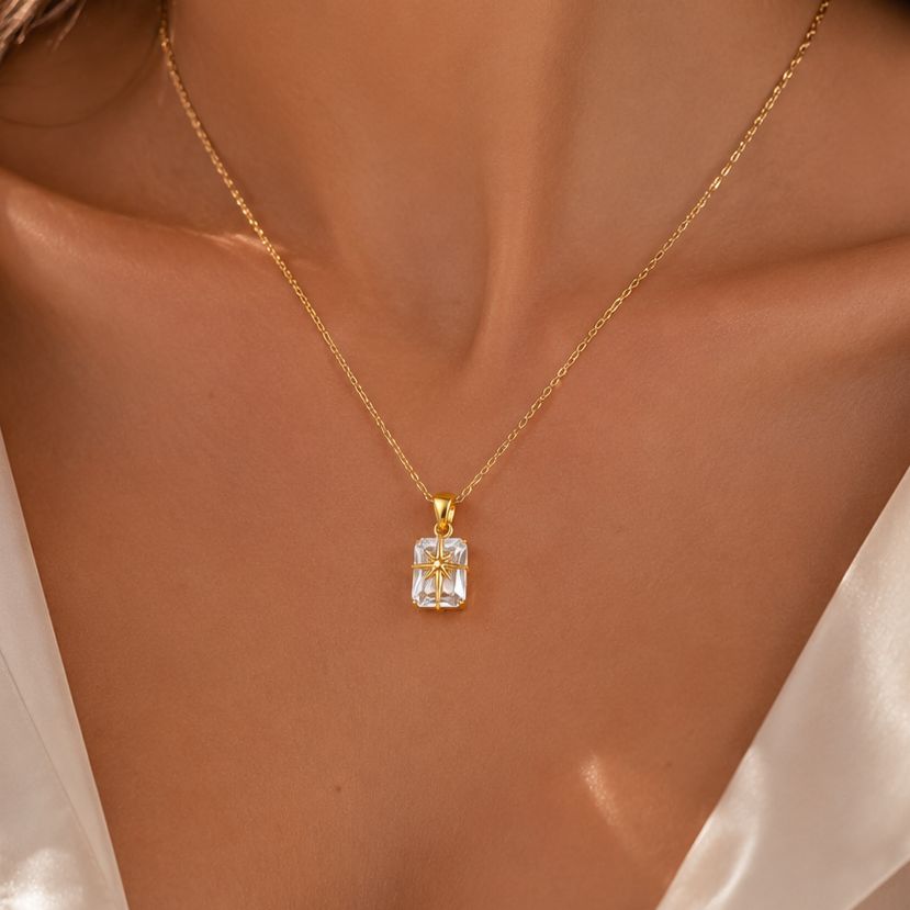 Dainty Crystal Necklace ( Gold )