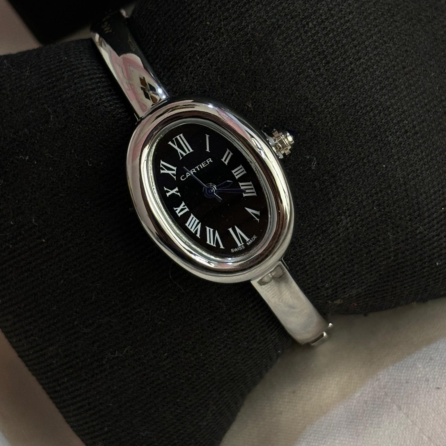 Vintage Cartier Bracelet Watch (Silver-Black)