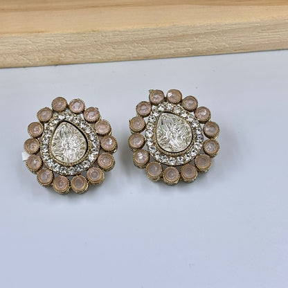 Noor Moisanite Stud Earrings  (Beige)