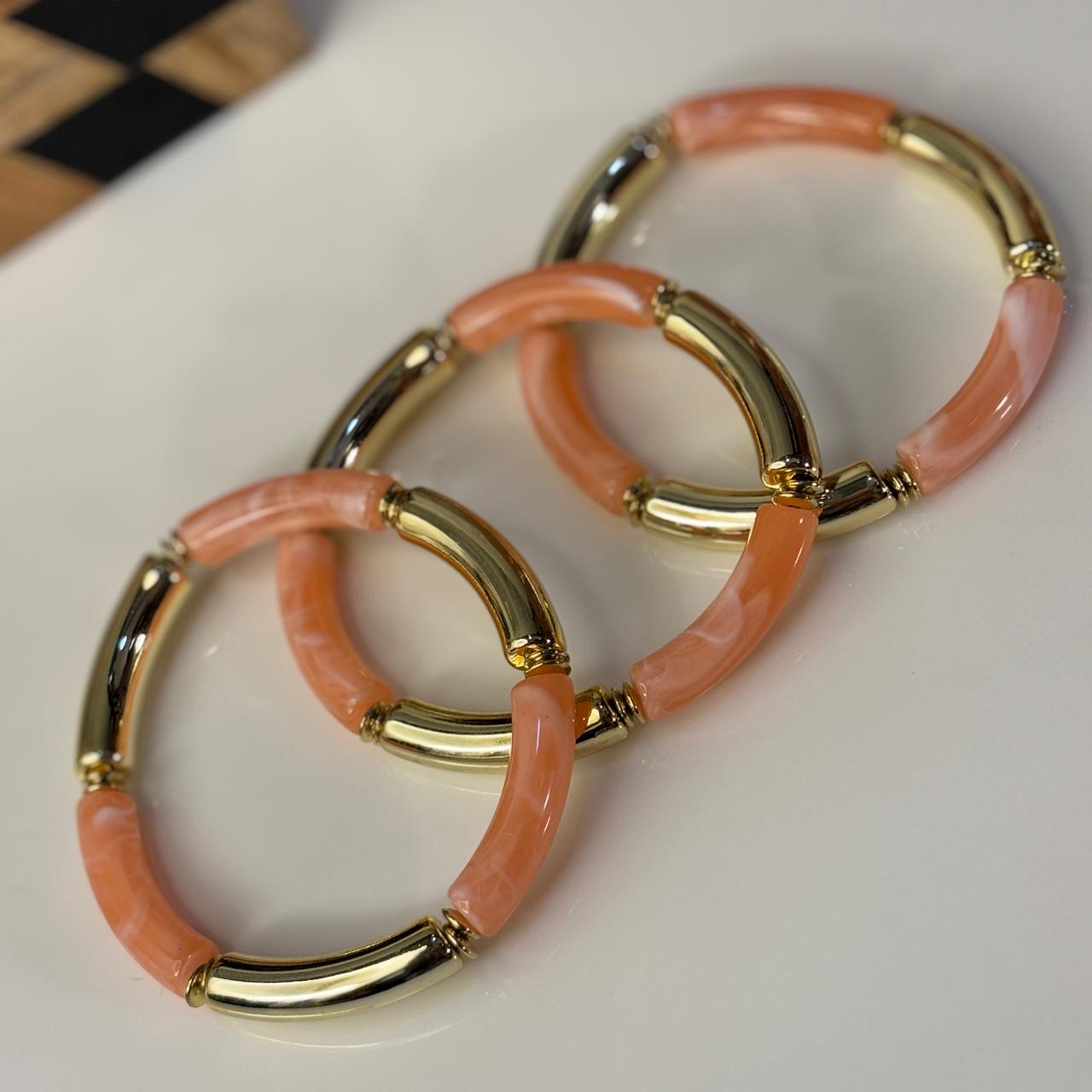 Peachy Brownie Bamboo Stretchable Bracelets (Stack of 3)