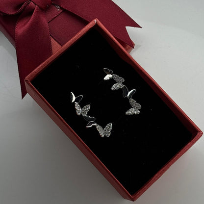 Butterfly Climber Silver Earrings