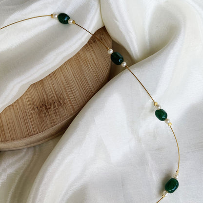 Invisible Chain Emerald Beads Necklace