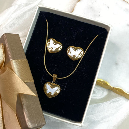 Gold Butterfly Jewelry Set (Necklace+Earrings)