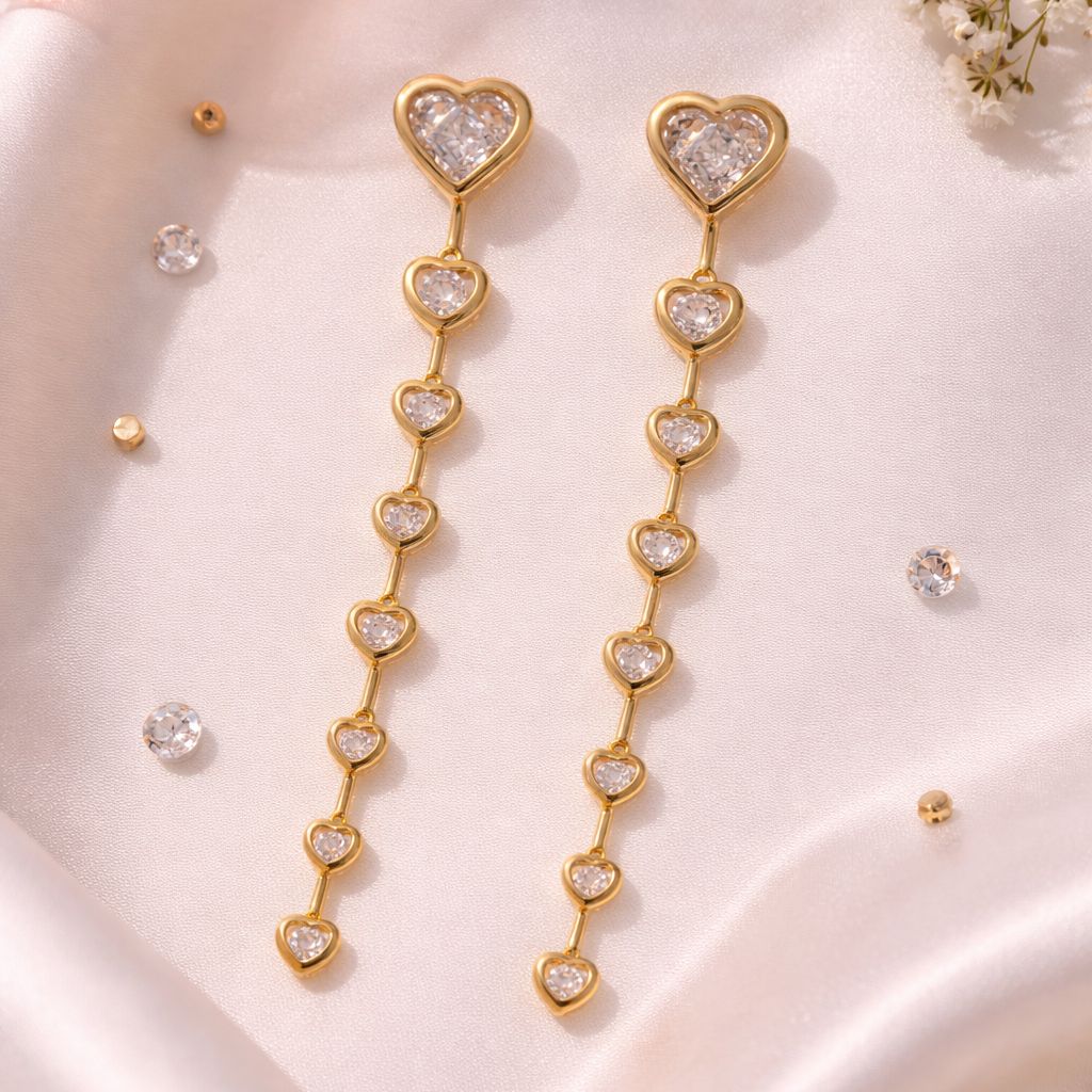 Bejewelled Heart Necklace (White)