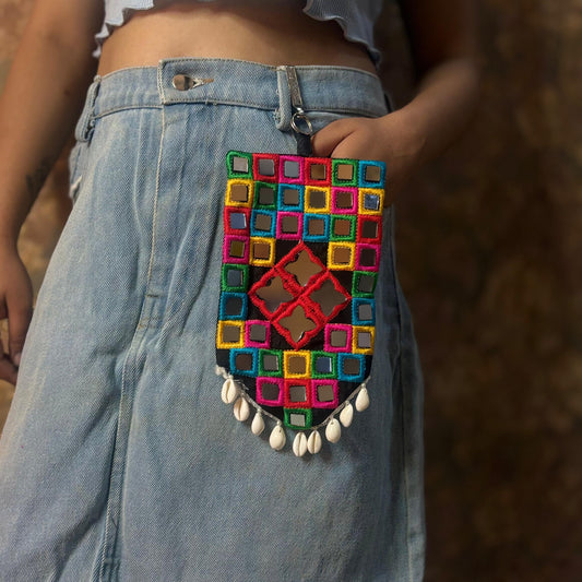 Mirror Diamond Waist Hanging Pouch