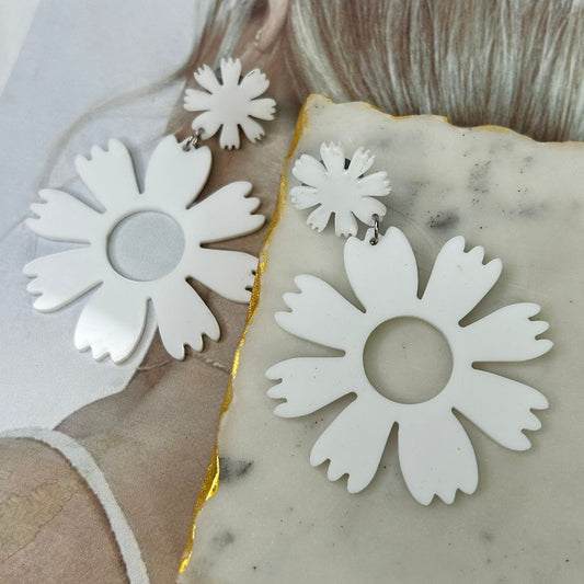 White Flower Earrings