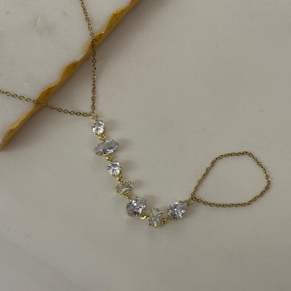 Crystal Bejewelled Hand Chain (White)