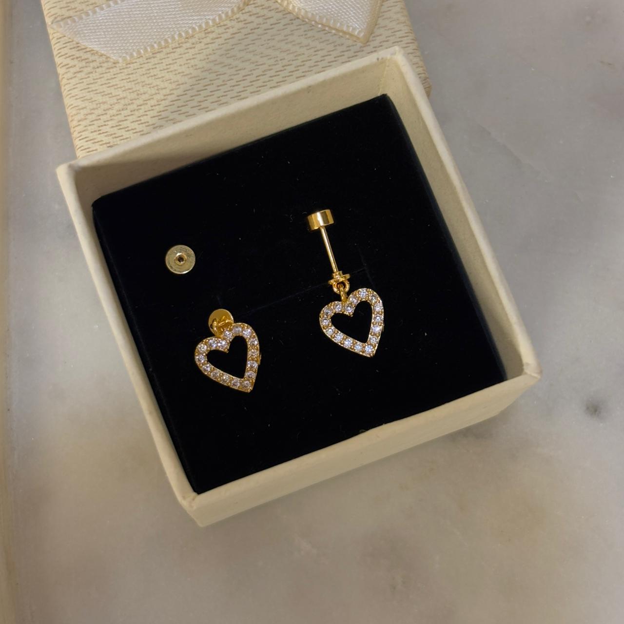 Hollow Heart 2in1 Flatback Earrings