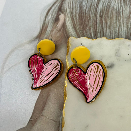 Pink Heart Earrings