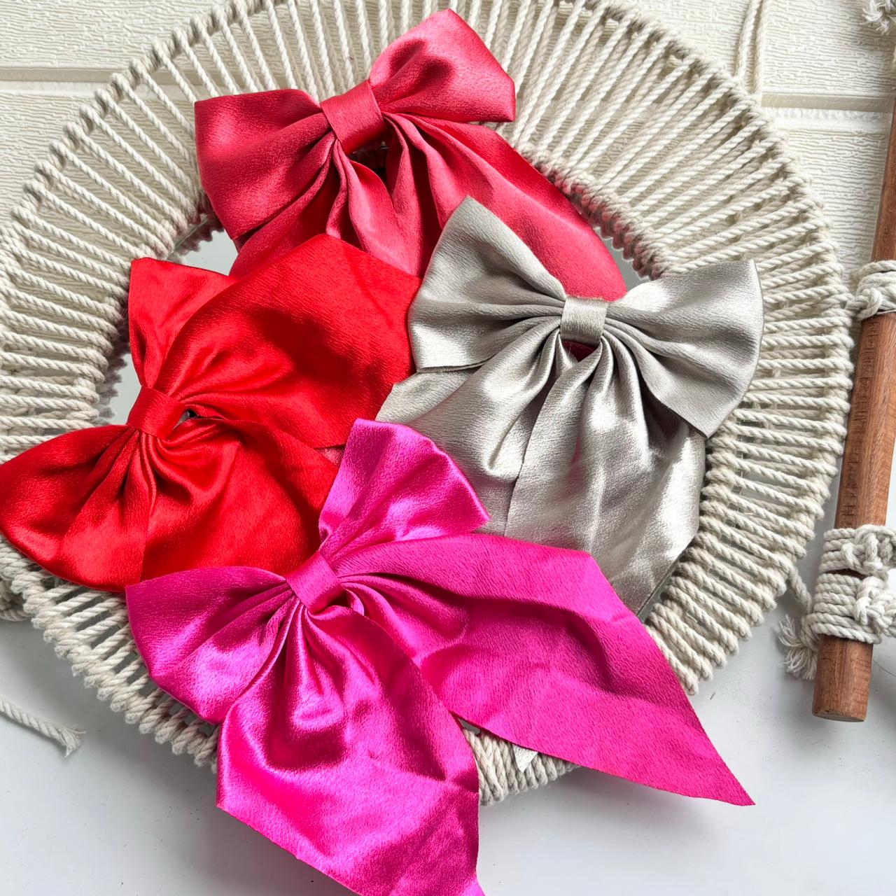 Satin Luxe Tail Bow Clips