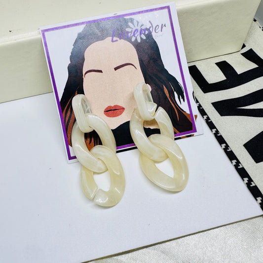 White Resin Link Earrings