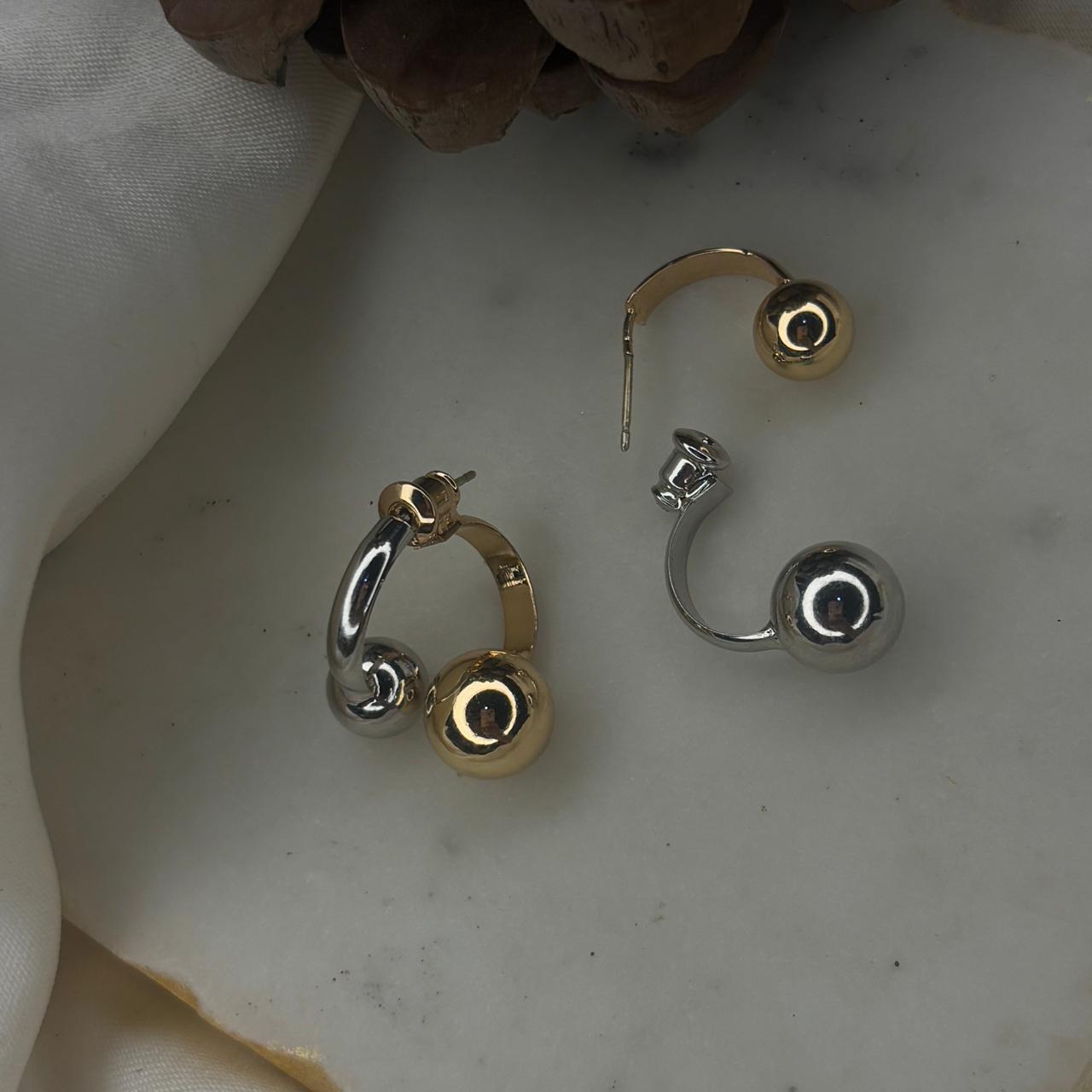Dual Tone Ball Earrings