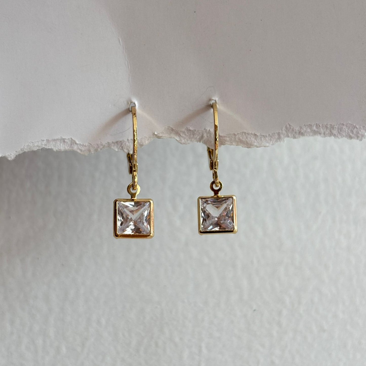 Square Bling Huggies Earrings