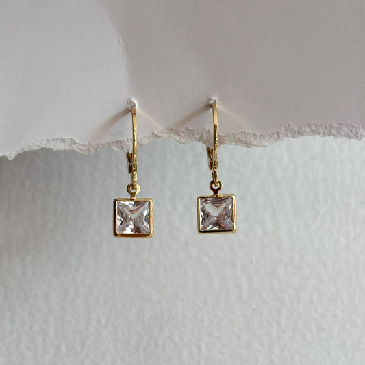 Square Bling Huggies Earrings