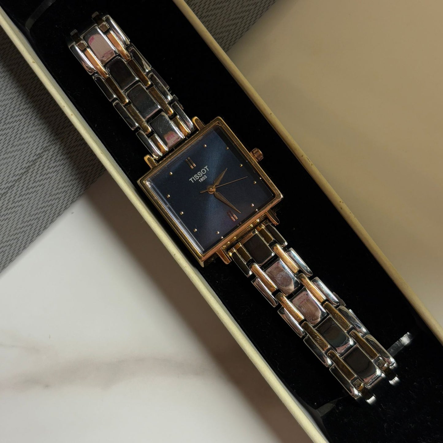 Tissot Square Dial Watch (Blue- Dual Tone)