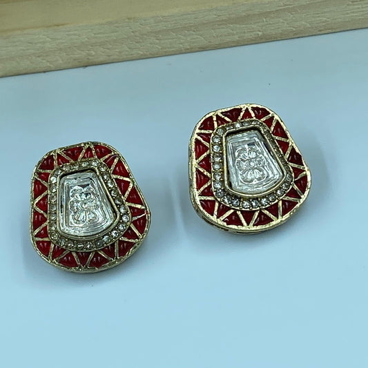 Meera Moisanite Stud Earrings (Red)