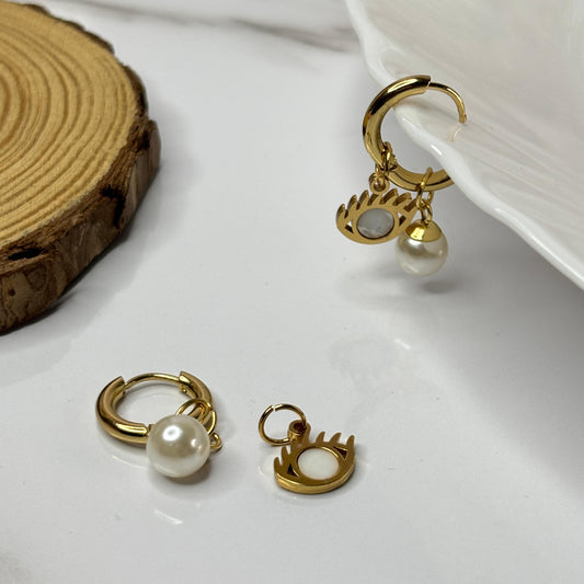 White Eye Pearlie Hoops