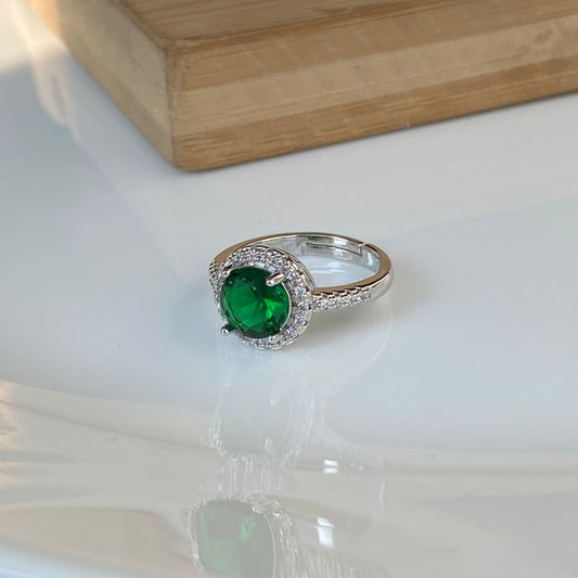 Emerald Round Solitaire Ring