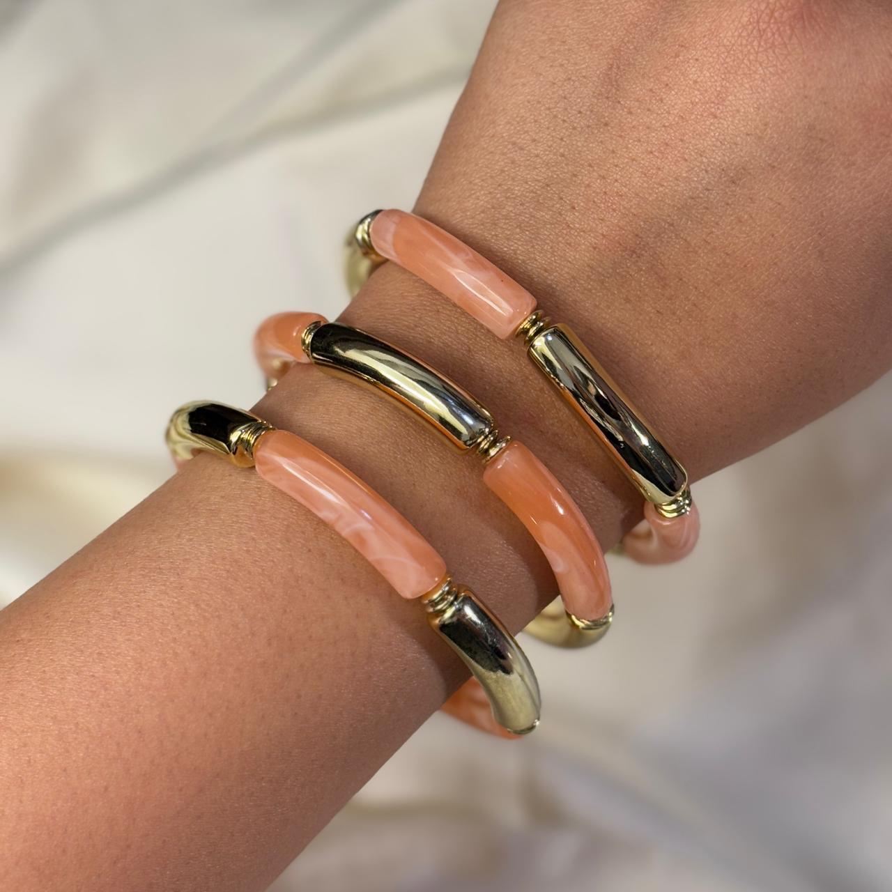 Peachy Brownie Bamboo Stretchable Bracelets (Stack of 3)