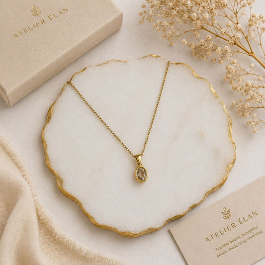 Dainty Oval Necklace ( Gold )