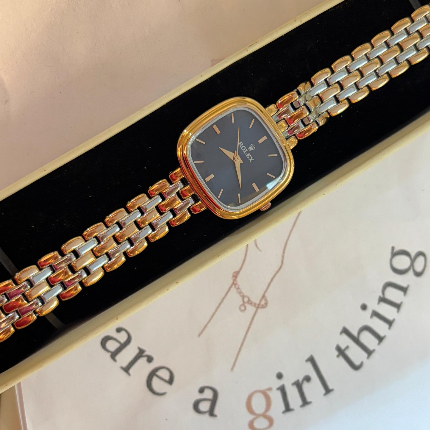 Rolex Fusion Square Watch (Grey-Dual Tone)