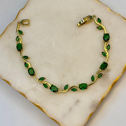 Emerald Tulip Cinderella Bracelet ( Gold )