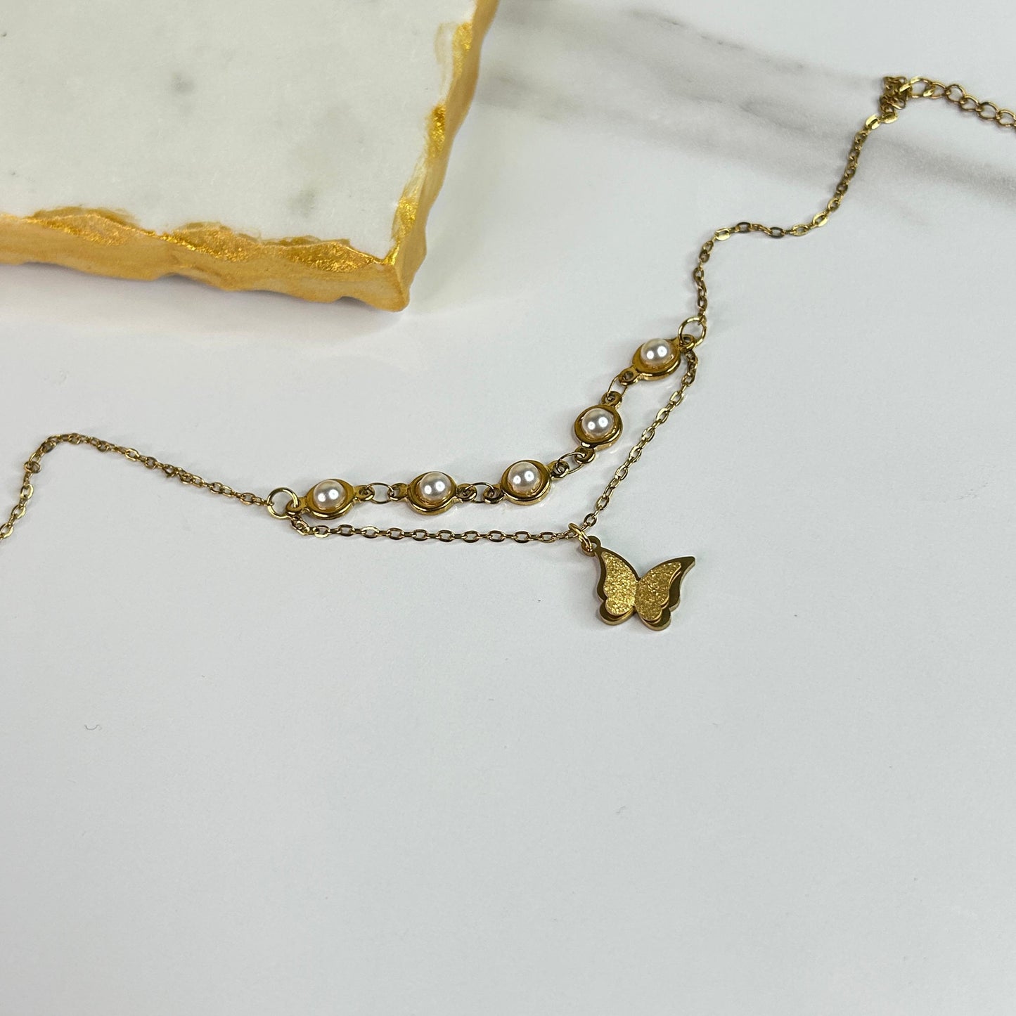 Butterfly Pearlie 18K Anklet