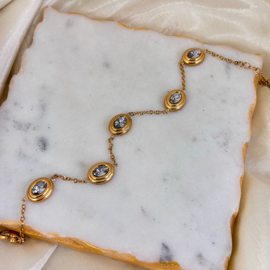 White Opal Chain Bracelet