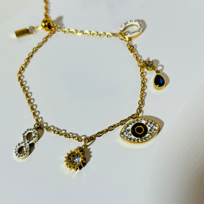 Evil Eye Adjustable Charm Bracelet