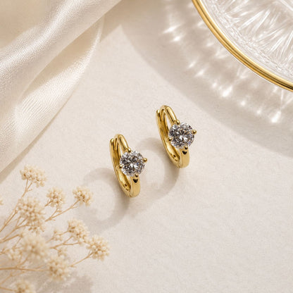 Aster Mini Solitaire Hoop Earrings