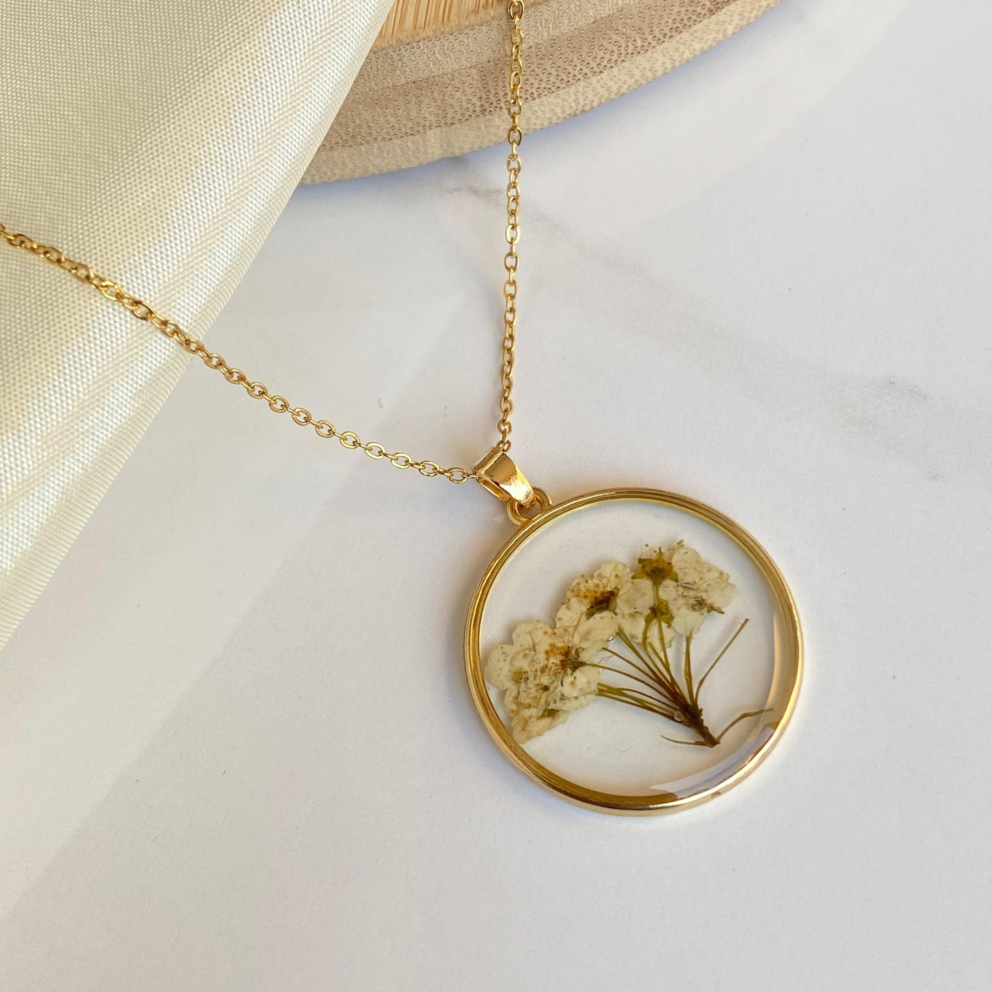 White Floret Resin Necklace