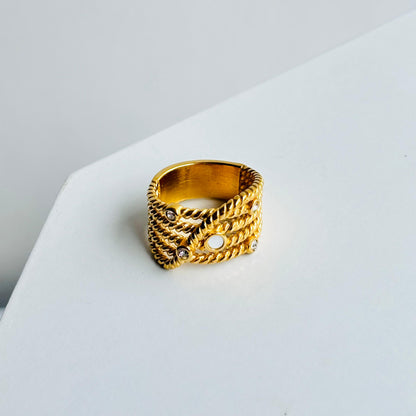 Studded Knit 18K Statement Ring