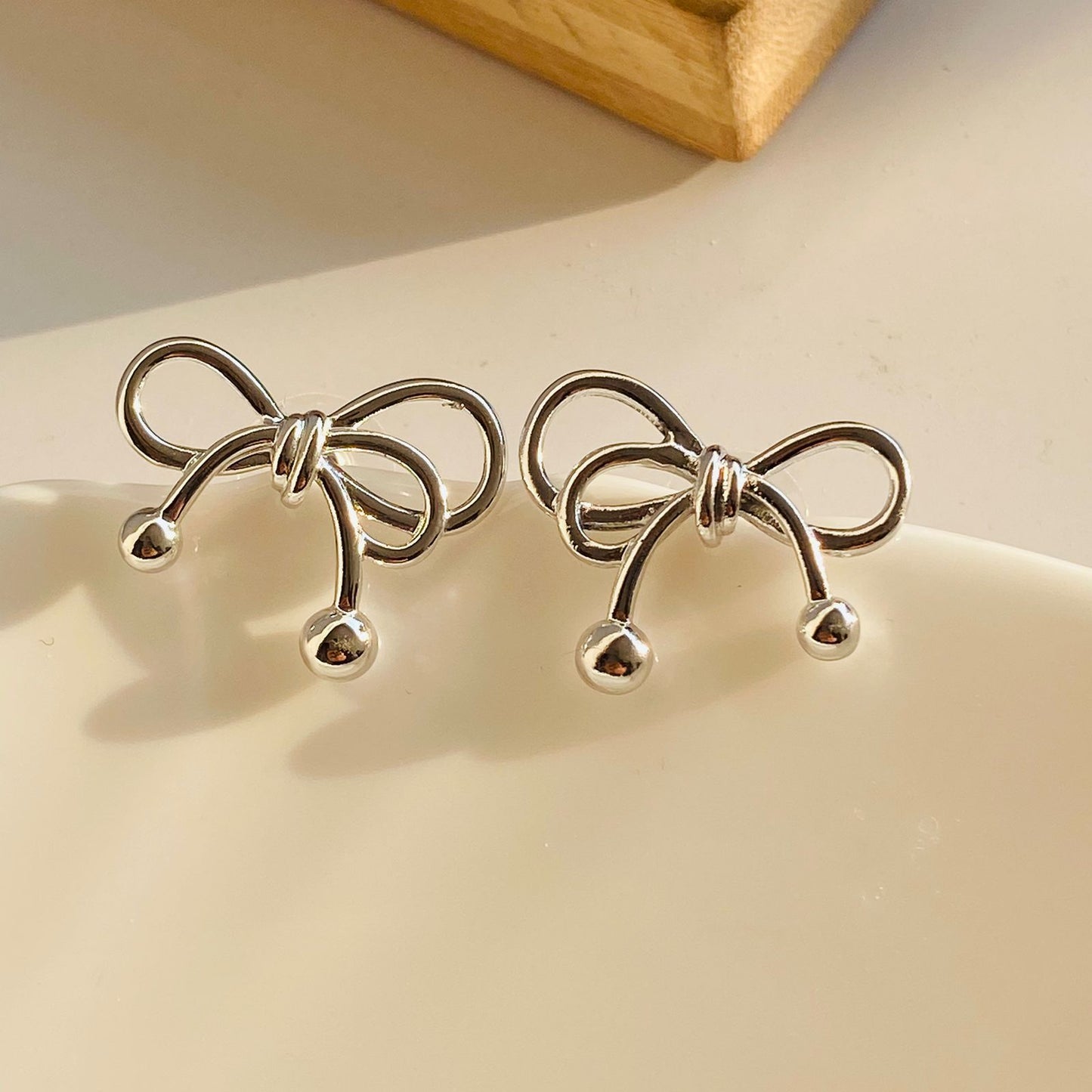 Silver Bow Earrings