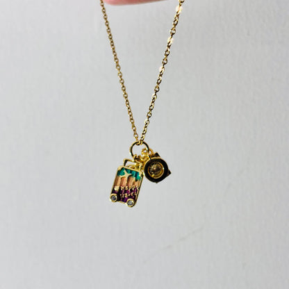 Travel Freak Multi Charm 18K Necklace