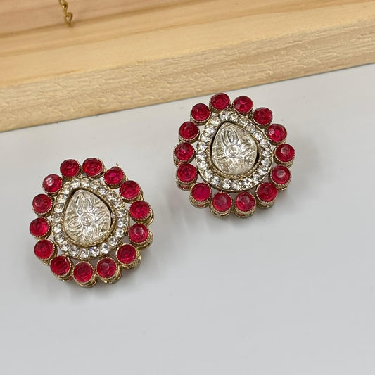 Noor Moisanite Stud Earrings (Red)