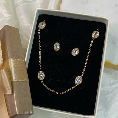Opal Jewelry Set (Necklace+Earrings)
