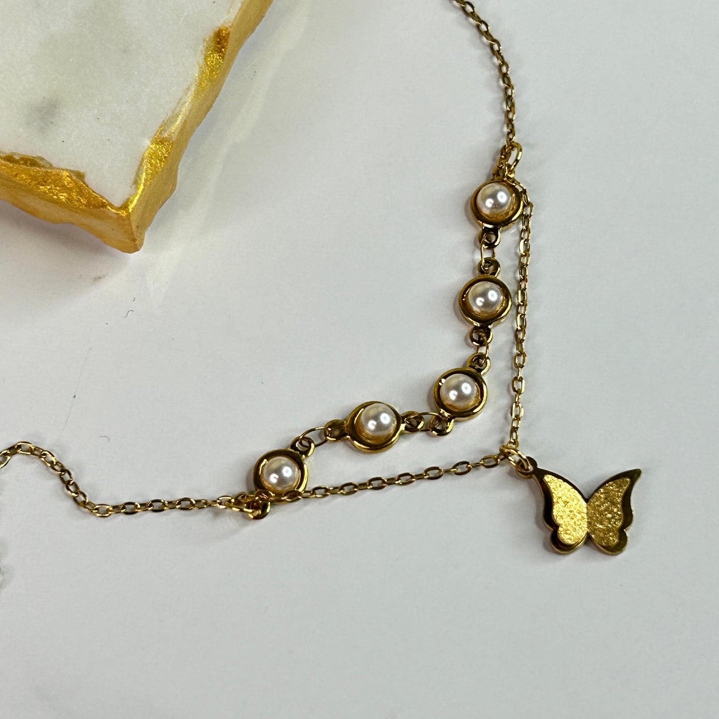 Butterfly Pearlie 18K Anklet