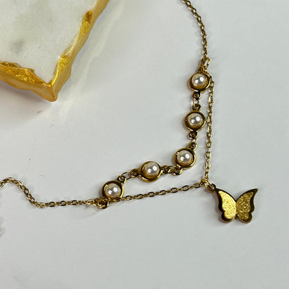 Butterfly Pearlie 18K Anklet