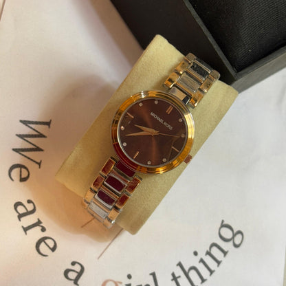 Mk Brown Sleek Watch
