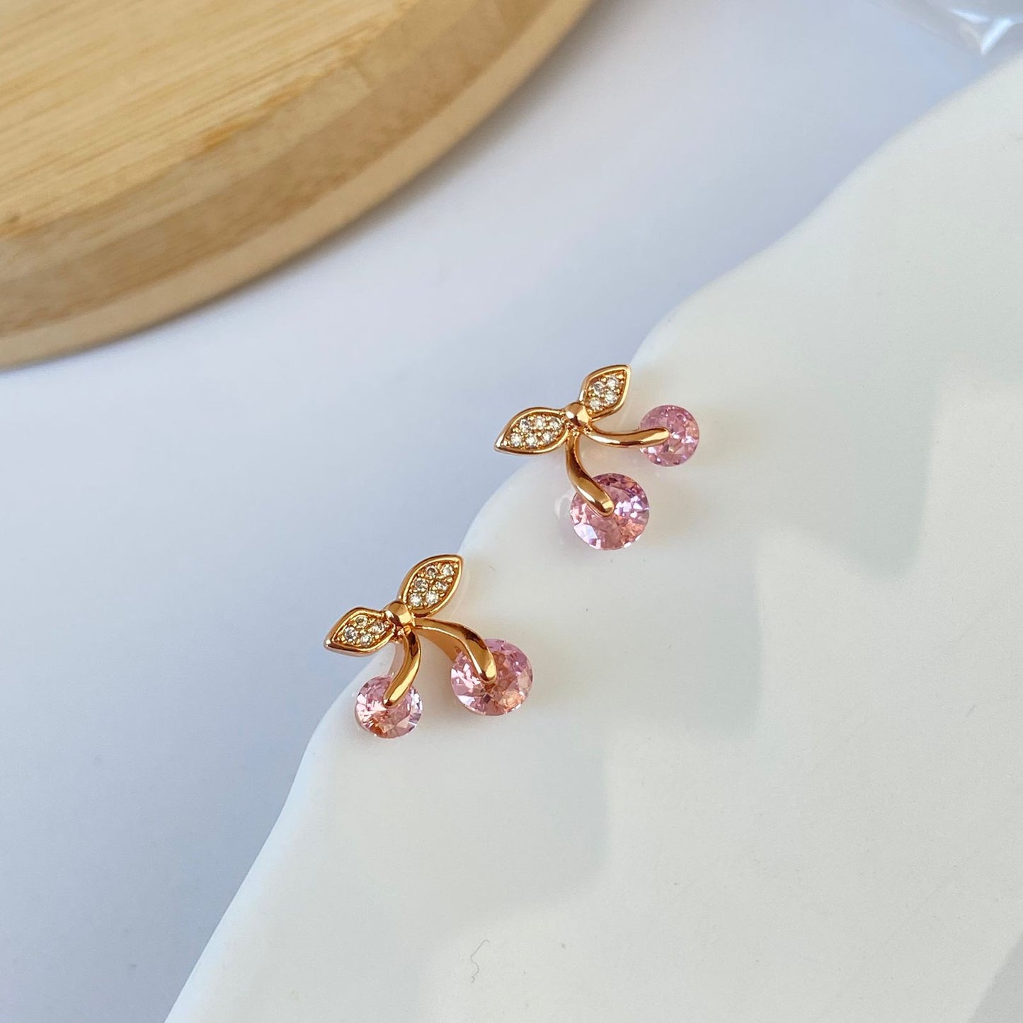 Pink Mini Cherry Earrings