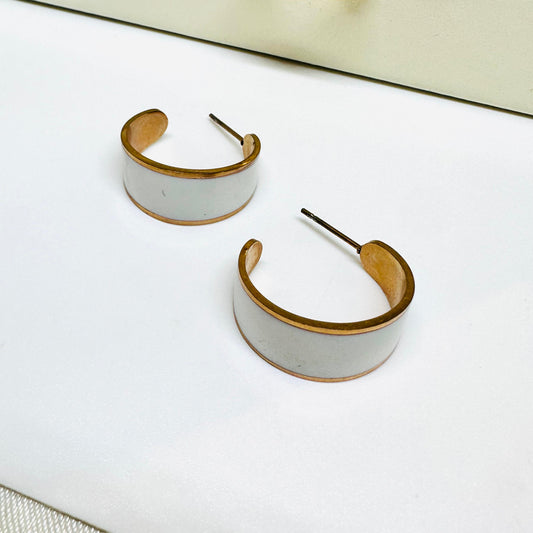 White Enamel Statement Hoops