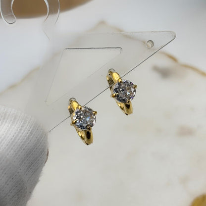 Aster Mini Solitaire Hoop Earrings