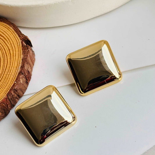 Square Statement Earrings (Gold)