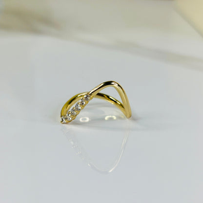 Semi Studded V Vanki Statement Ring