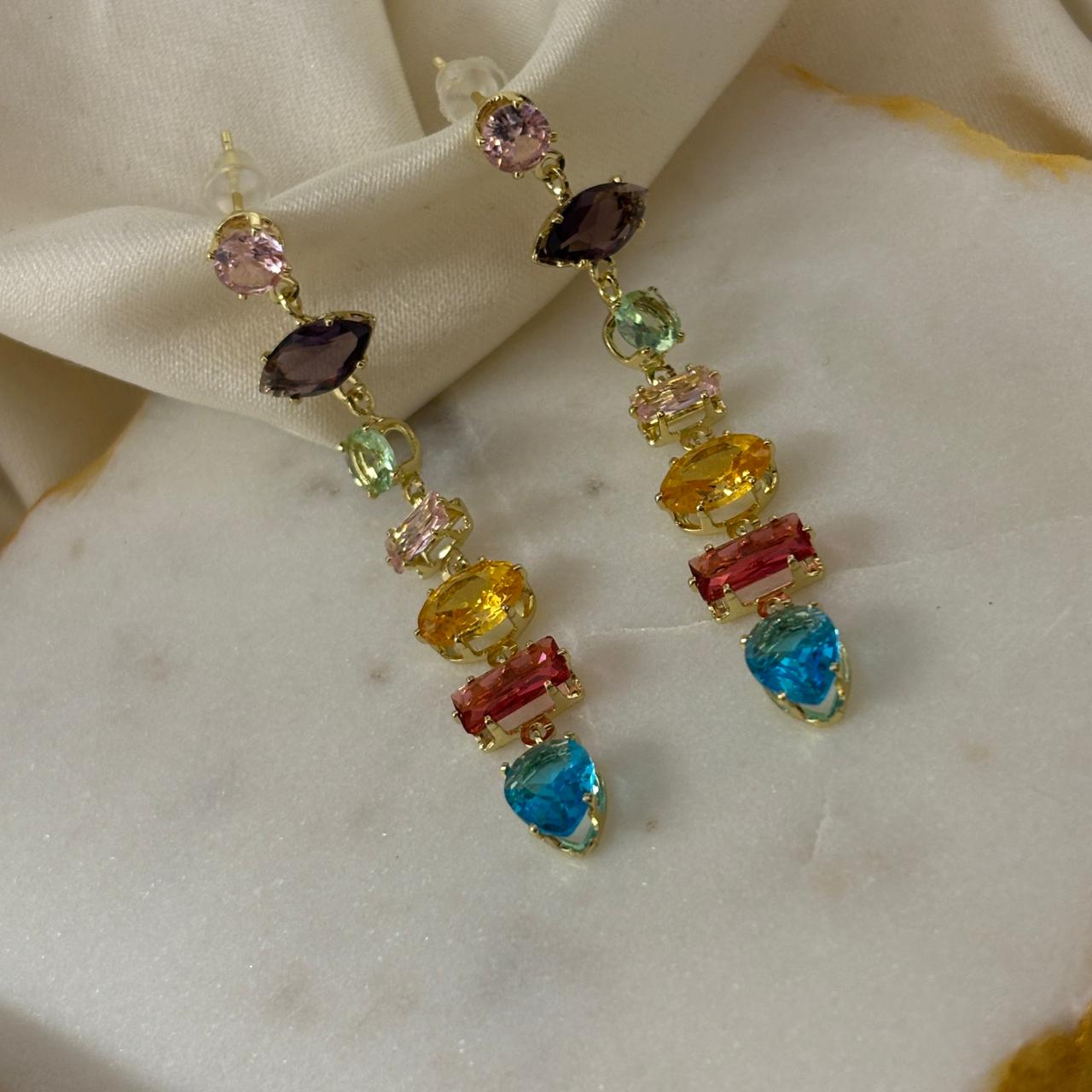 Crystal Bejewelled Earrings(Multi colour)